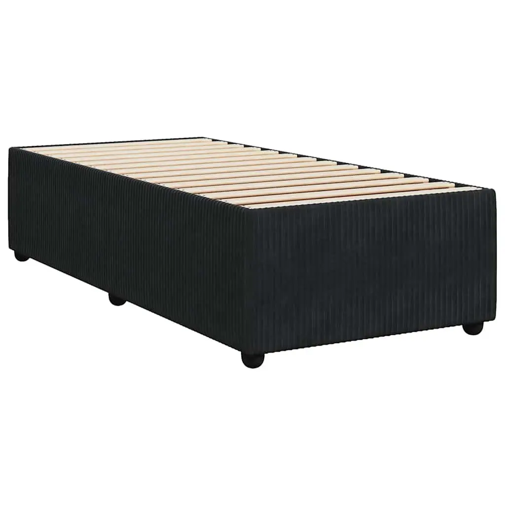 King Single Velvet Fabric Box Spring Bed with Pocket Spring Mattress Adjustable Headboard LED Lighting