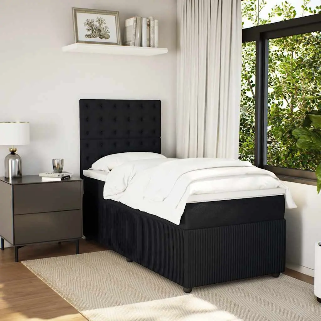 Box Spring Bed Pocket Spring Mattress Velvet King Single Black
