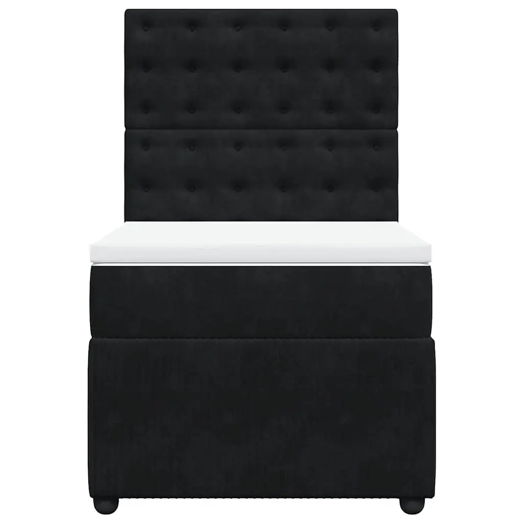 Box Spring Bed Pocket Spring Mattress Velvet King Single Black