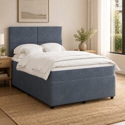 Double Box Spring Bed with Pocket Spring Mattress LED Lights Adjustable