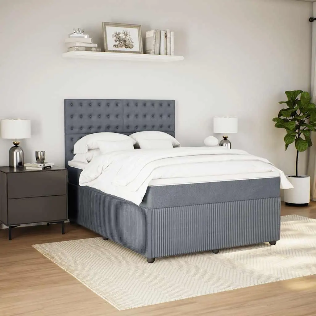 Queen Bed Frame Velvet Dark Grey with Pocket Spring Mattress and LED Headboard