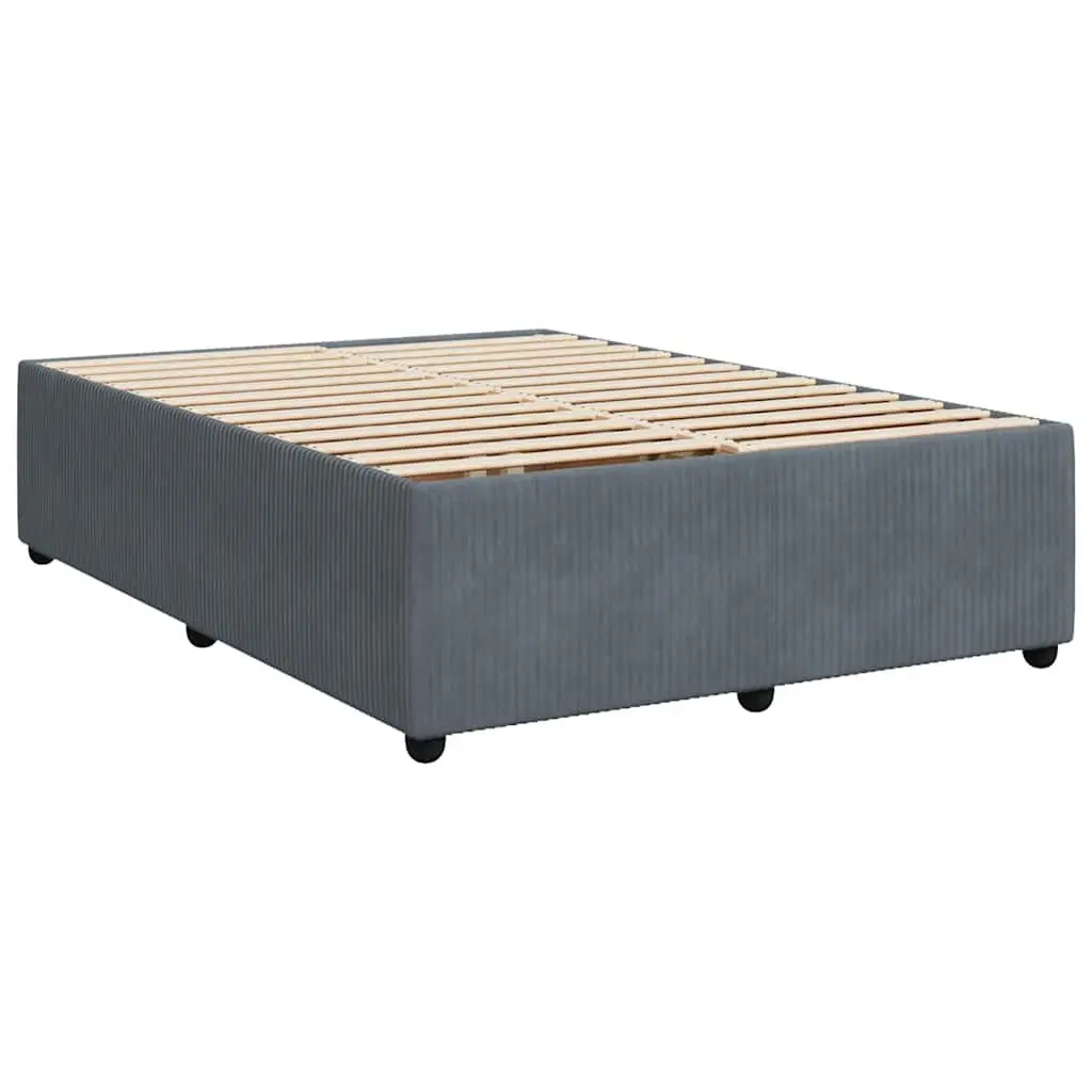 Queen Bed Frame Velvet Dark Grey with Pocket Spring Mattress and LED Headboard