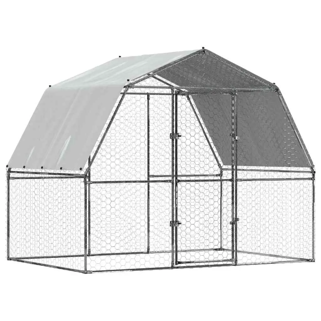 Chicken Cage Galvanised Steel Outdoor Enclosure for Hens Ducks Small Animals Silver