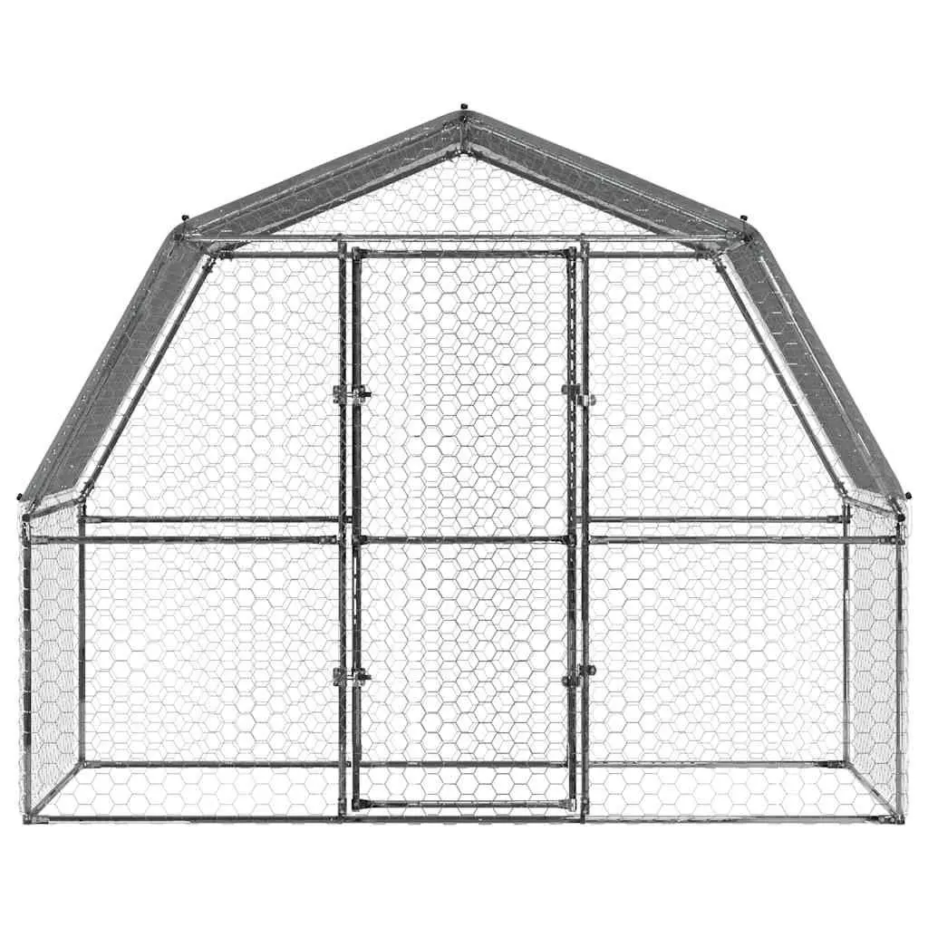Chicken Cage Galvanised Steel Outdoor Enclosure for Hens Ducks Small Animals Silver