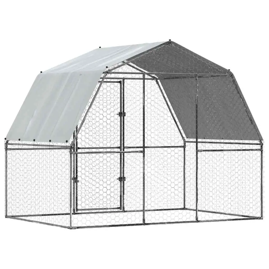 Chicken Cage Galvanised Steel Outdoor Enclosure for Hens Ducks Small Animals Silver