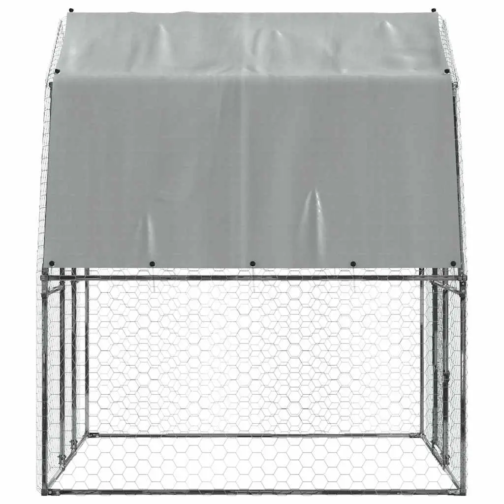 Chicken Cage Galvanised Steel Outdoor Enclosure for Hens Ducks Small Animals Silver