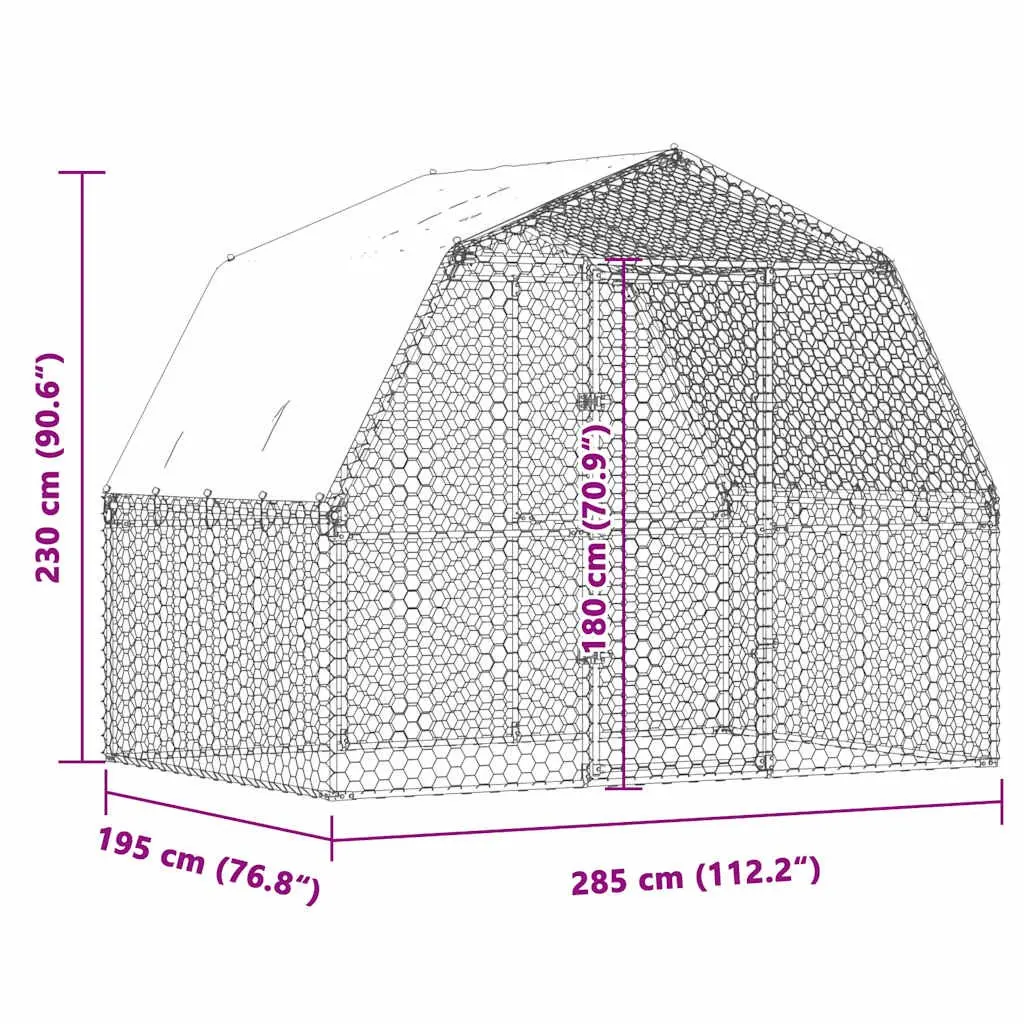 Chicken Cage Galvanised Steel Outdoor Enclosure for Hens Ducks Small Animals Silver