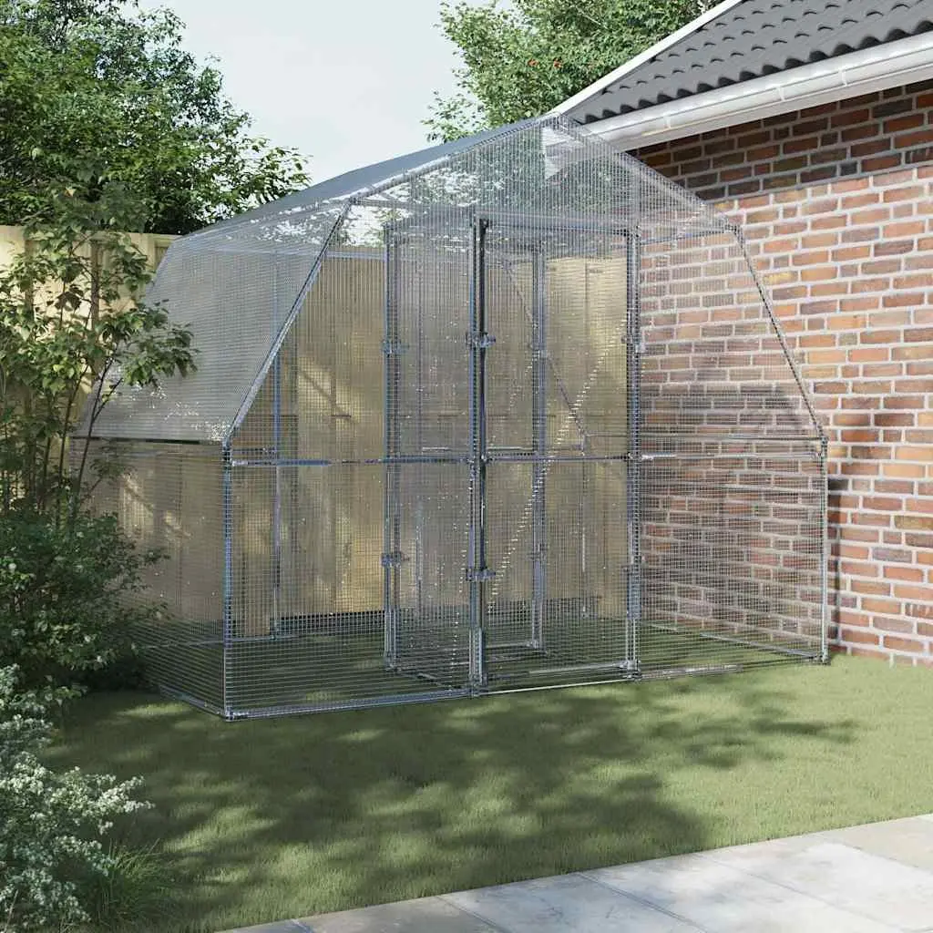 Bird Cage Galvanised Steel Large Silver Outdoor Indoor Mesh