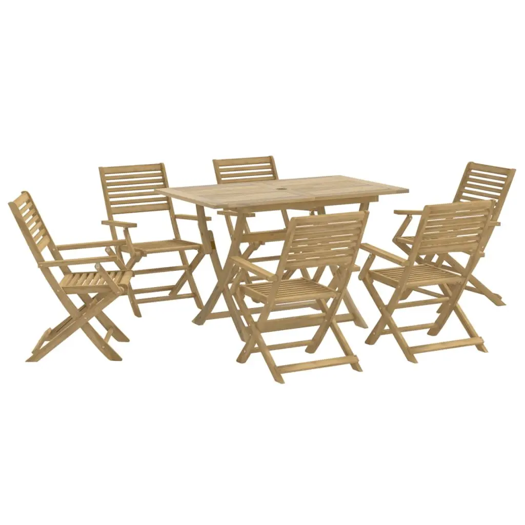 Garden Dining Set 7 Piece Outdoor Patio Furniture Solid Wood Acacia Brown