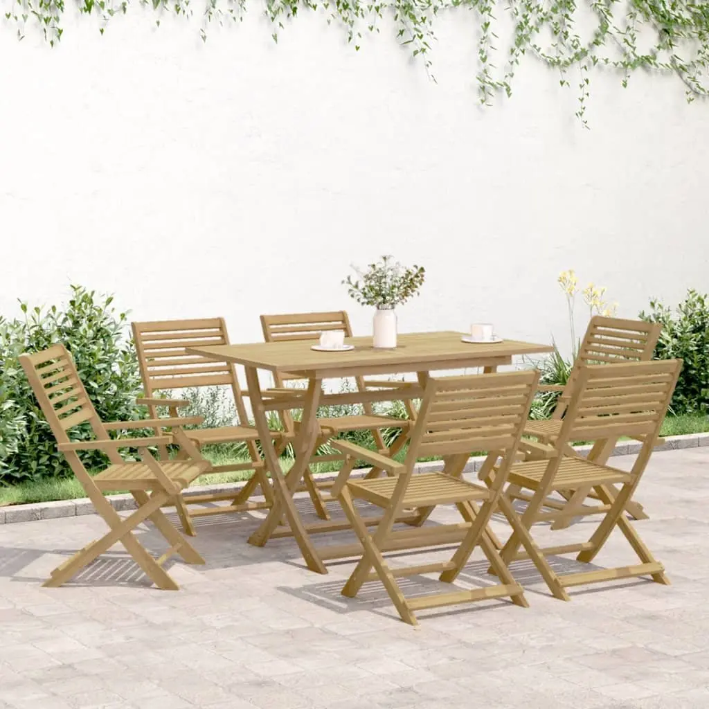 Garden Dining Set 7 Piece Outdoor Patio Furniture Solid Wood Acacia Brown