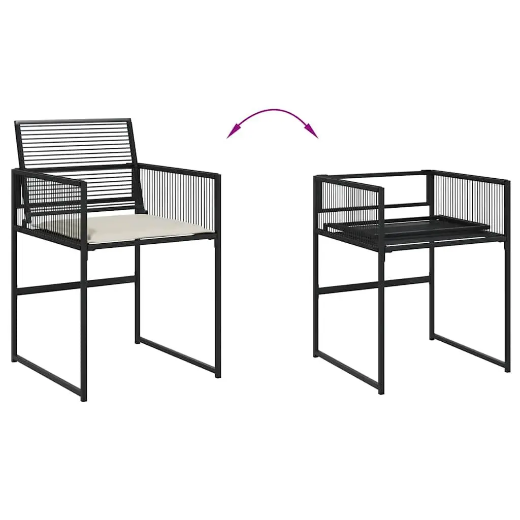 Garden Dining Set 7 Piece PE Rattan Black Outdoor Furniture with Cushions