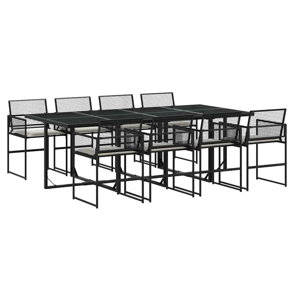 Garden Dining Set 9 Piece Outdoor Furniture Patio Table Chairs Cushions Black