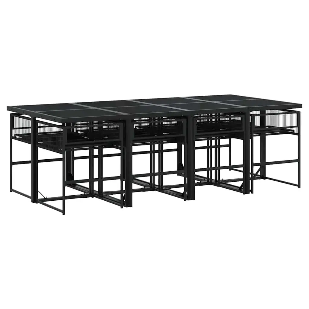 Garden Dining Set 9 Piece Outdoor Furniture Patio Table Chairs Cushions Black