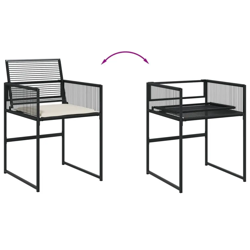 Outdoor Garden Dining Set 9 Piece Black Poly Rattan Table Chairs Cushions Patio