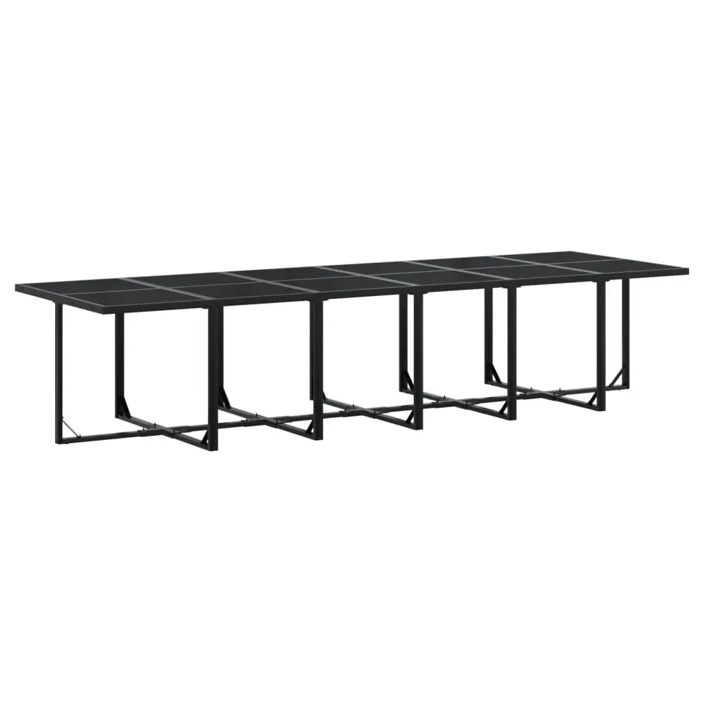 Garden Dining Set PE Rattan 17 Piece Outdoor Furniture Black Table Chairs