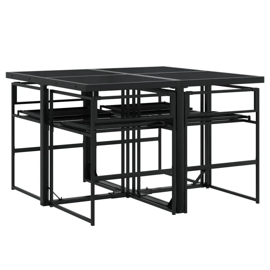 Garden Dining Set 5 Piece Outdoor Furniture Black Textilene Cushions Patio Table