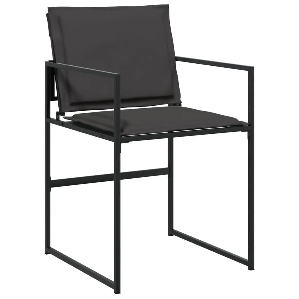 7 Piece Dining Set Patio Tempered Glass Table Black Textilene Chairs