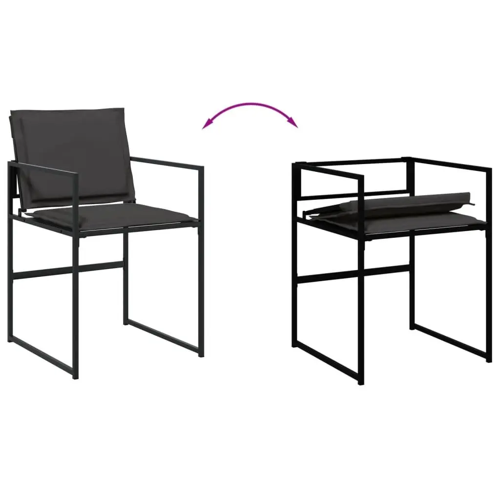 Garden Dining Set 11 Piece Outdoor Furniture Powder-coated Steel Black Textilene Chairs Table