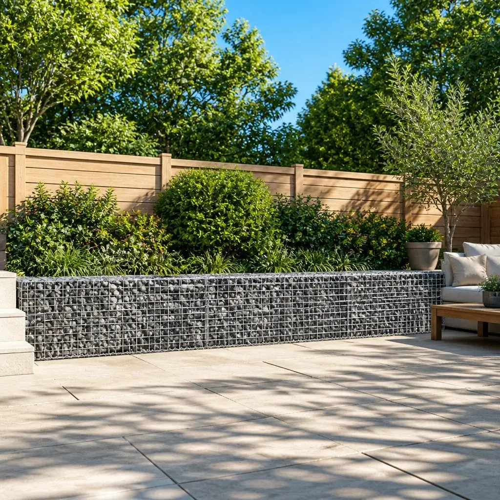 Gabion Basket 400x50x50cm Silver Galvanised Iron Wire with Cover for Garden Landscaping and Retaining Wall