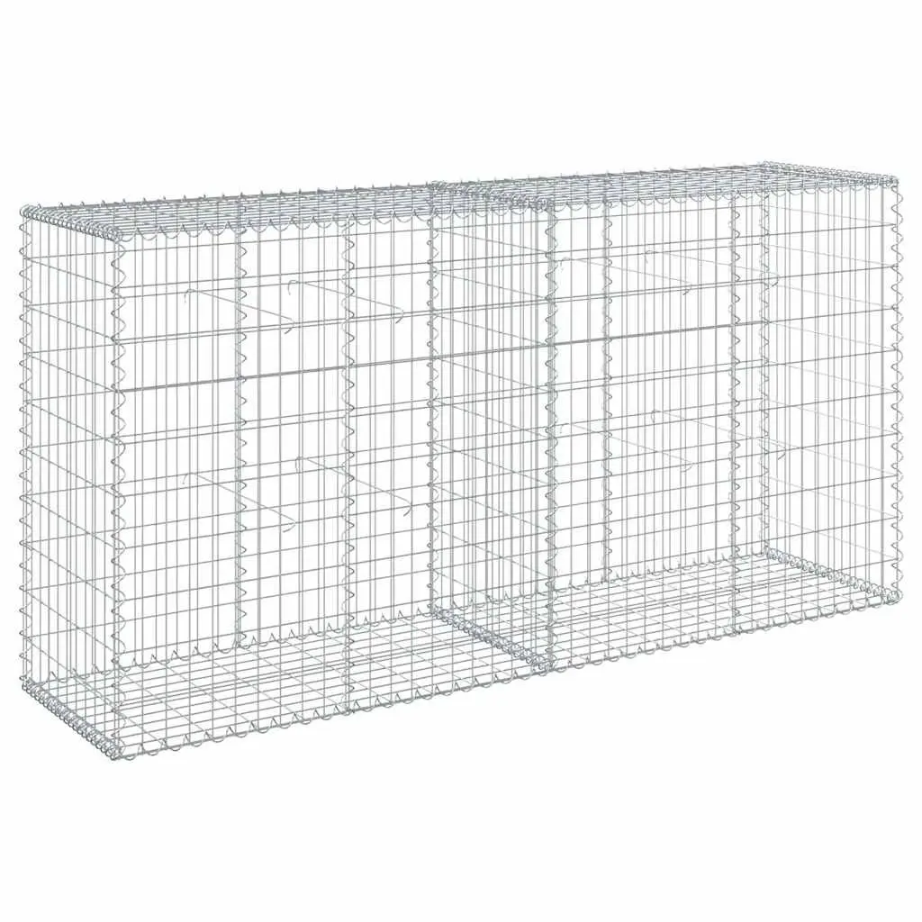 Gabion Basket 200x50x100cm Galvanised Iron Wire with Cover for Garden Retaining Walls and Privacy Screens