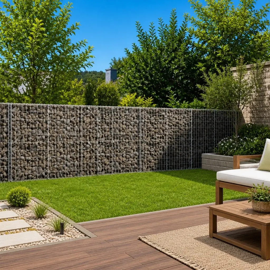 Gabion Basket 400x50x100 cm Silver Galvanised Iron Wire with Cover for Garden Landscaping and Outdoor Decor