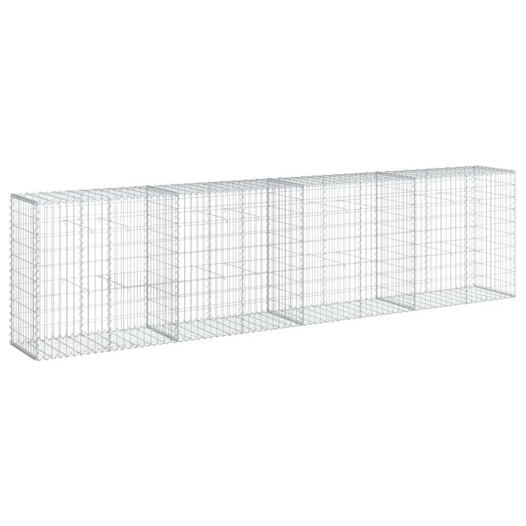 Gabion Basket 400x50x100 cm Silver Galvanised Iron Wire with Cover for Garden Landscaping and Outdoor Decor