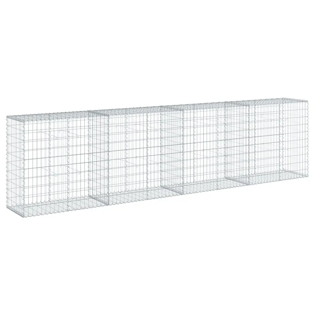 Gabion Basket 400x50x100 cm Silver Galvanised Iron Wire with Cover for Garden Landscaping and Outdoor Decor