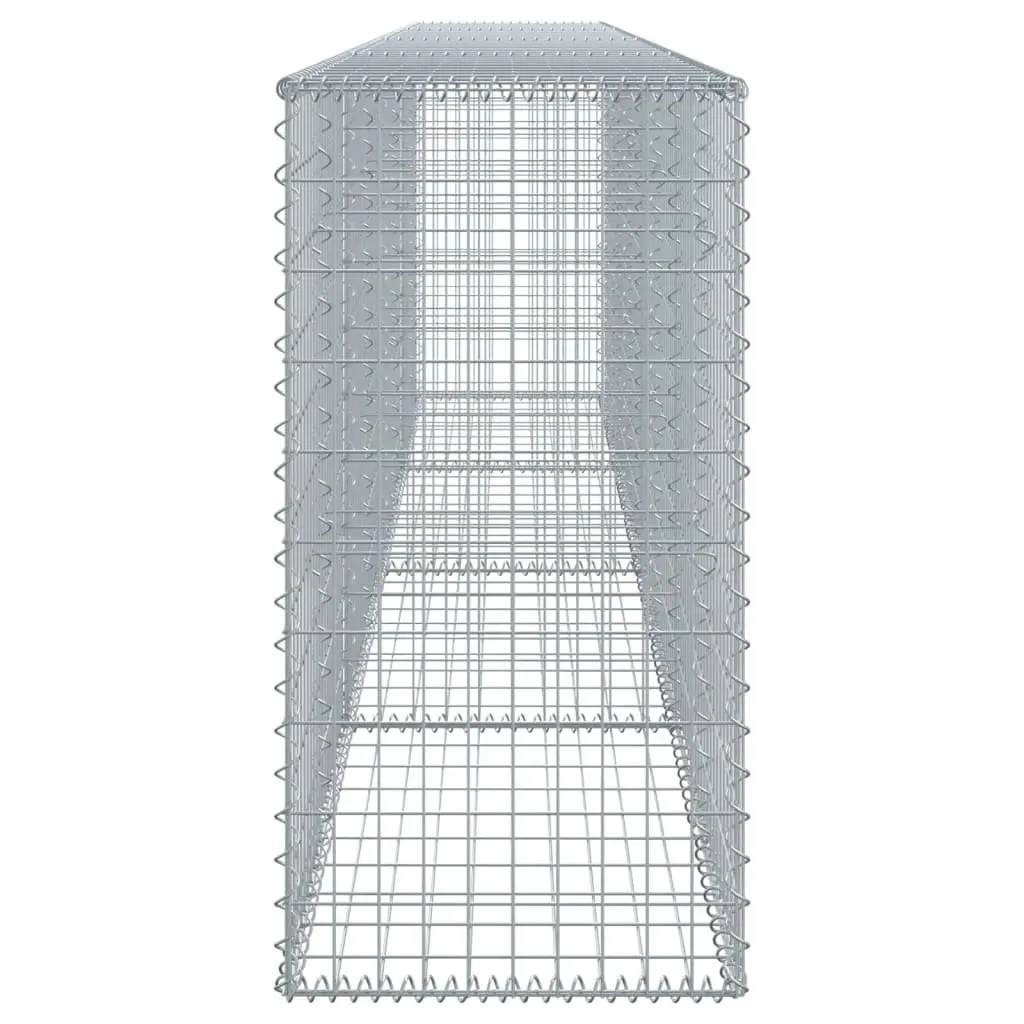 Gabion Basket 400x50x100 cm Silver Galvanised Iron Wire with Cover for Garden Landscaping and Outdoor Decor