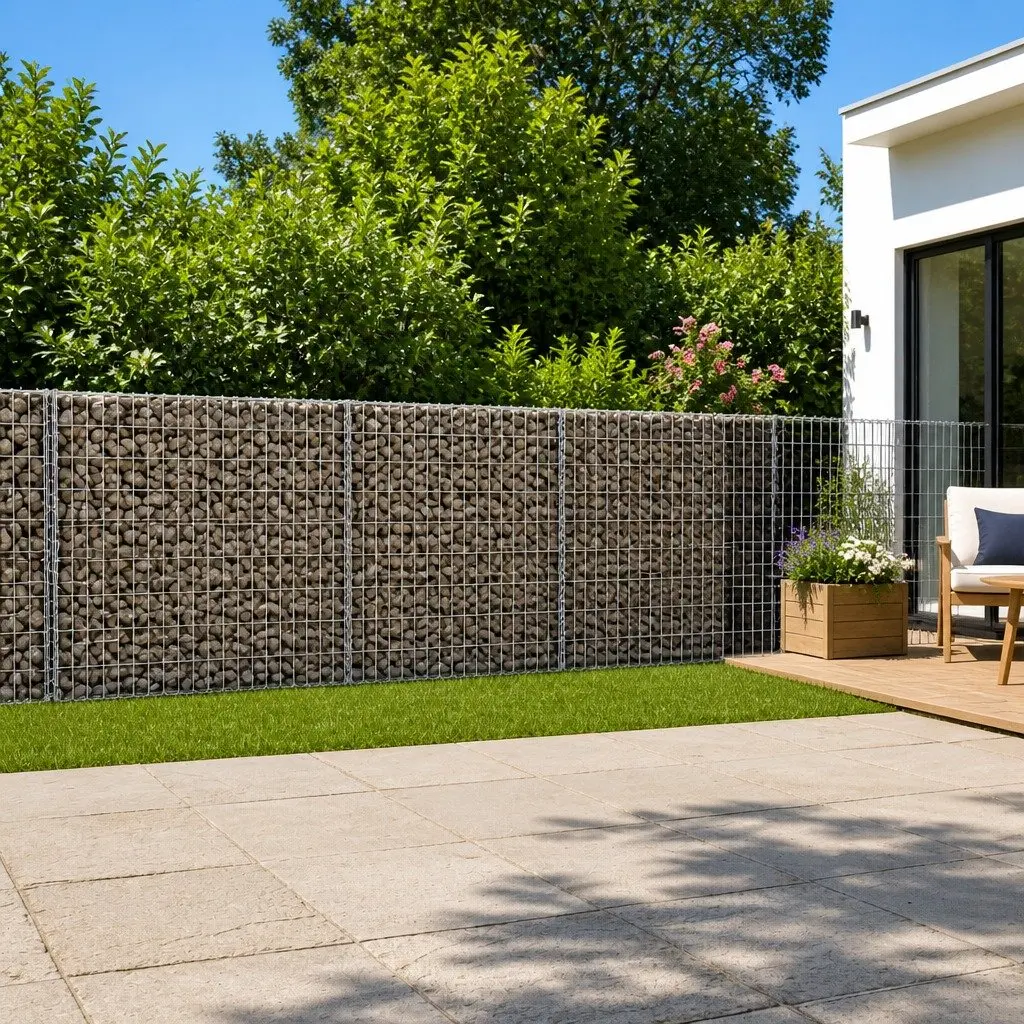 Gabion Basket Galvanised Iron Wire 1000x50x100 cm Silver Outdoor Garden Retaining Wall Decor