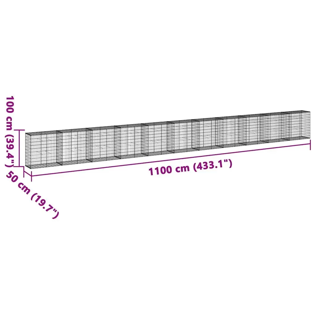Gabion Basket Galvanised Iron Wire 1100x50x100 cm Silver