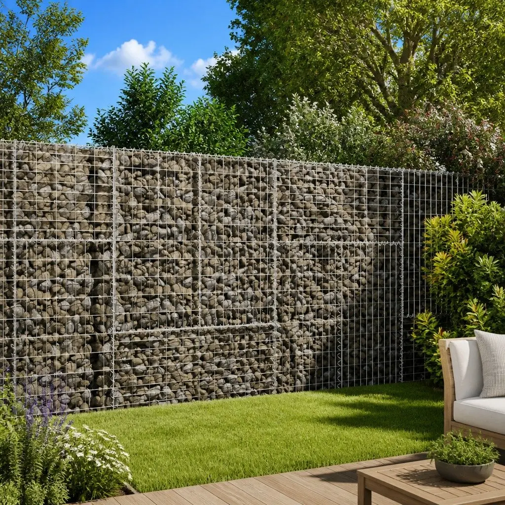 Gabion Basket Silver Galvanised Iron Wire 200x50x150 cm Garden Retaining