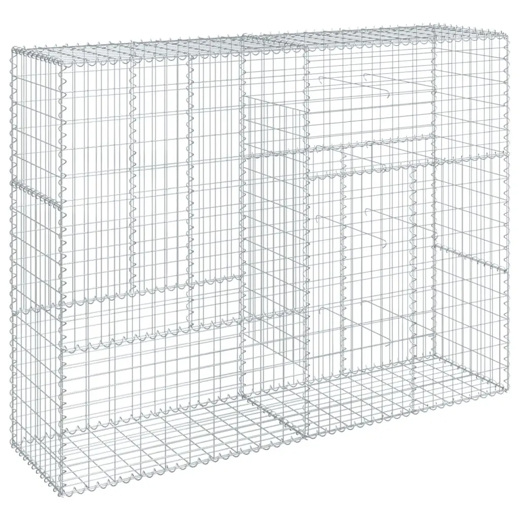Gabion Basket Silver Galvanised Iron Wire 200x50x150 cm Garden Retaining
