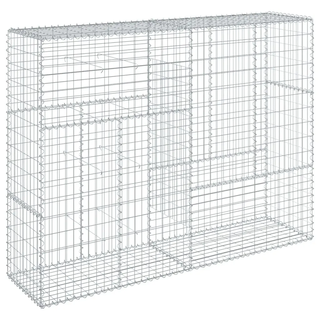 Gabion Basket Silver Galvanised Iron Wire 200x50x150 cm Garden Retaining