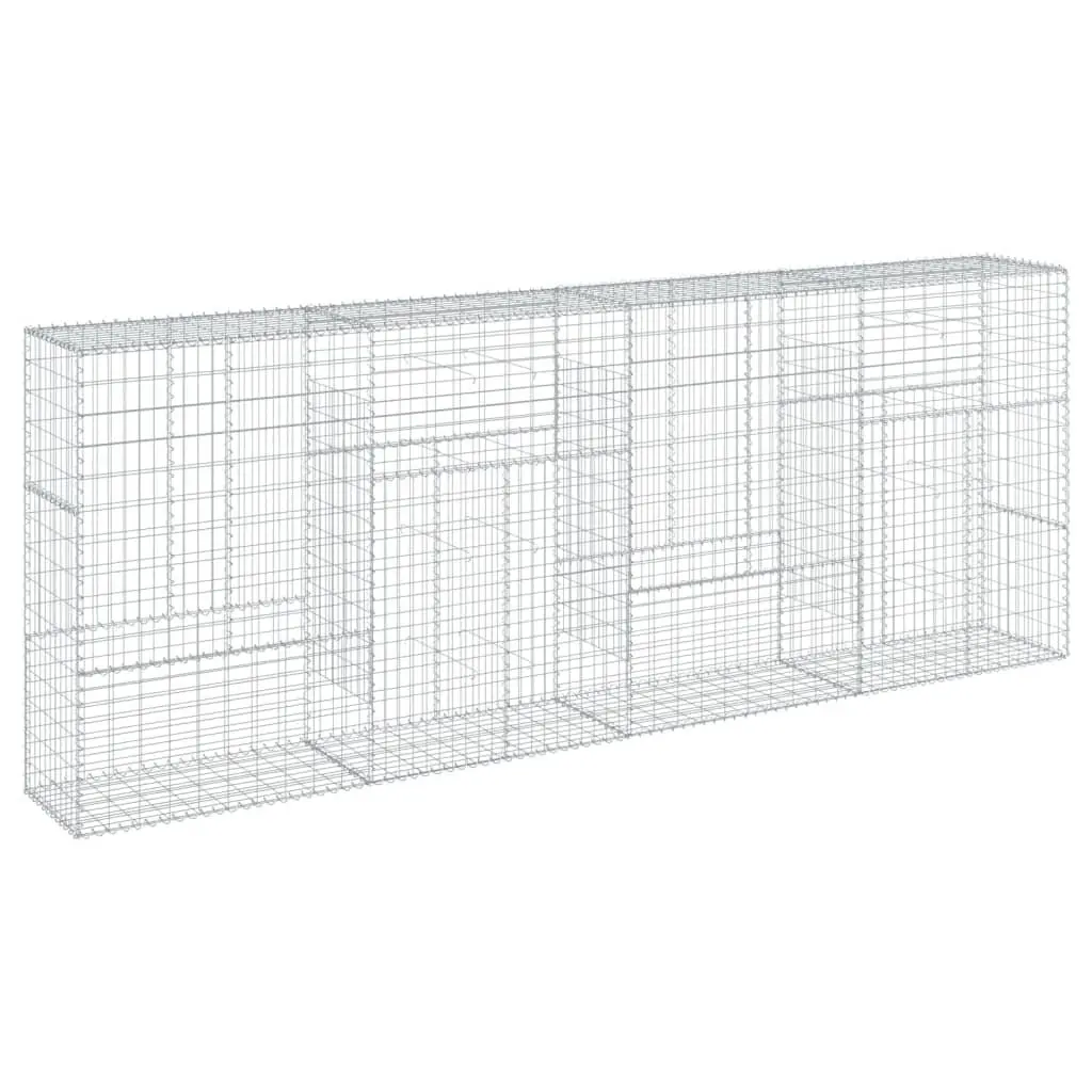 Gabion Basket 400x50x150 cm Wire with Cover Silver Galvanised Iron for Garden Landscaping and Retaining Walls