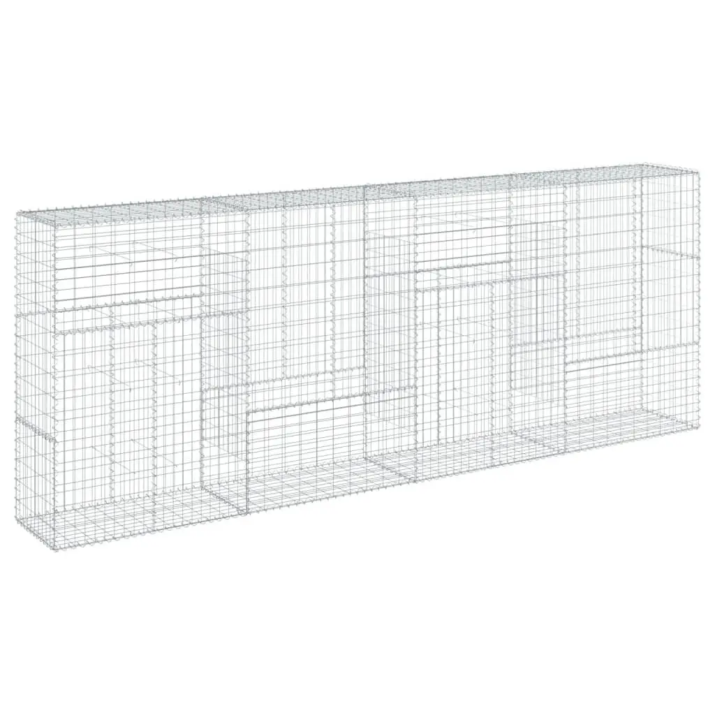 Gabion Basket 400x50x150 cm Wire with Cover Silver Galvanised Iron for Garden Landscaping and Retaining Walls