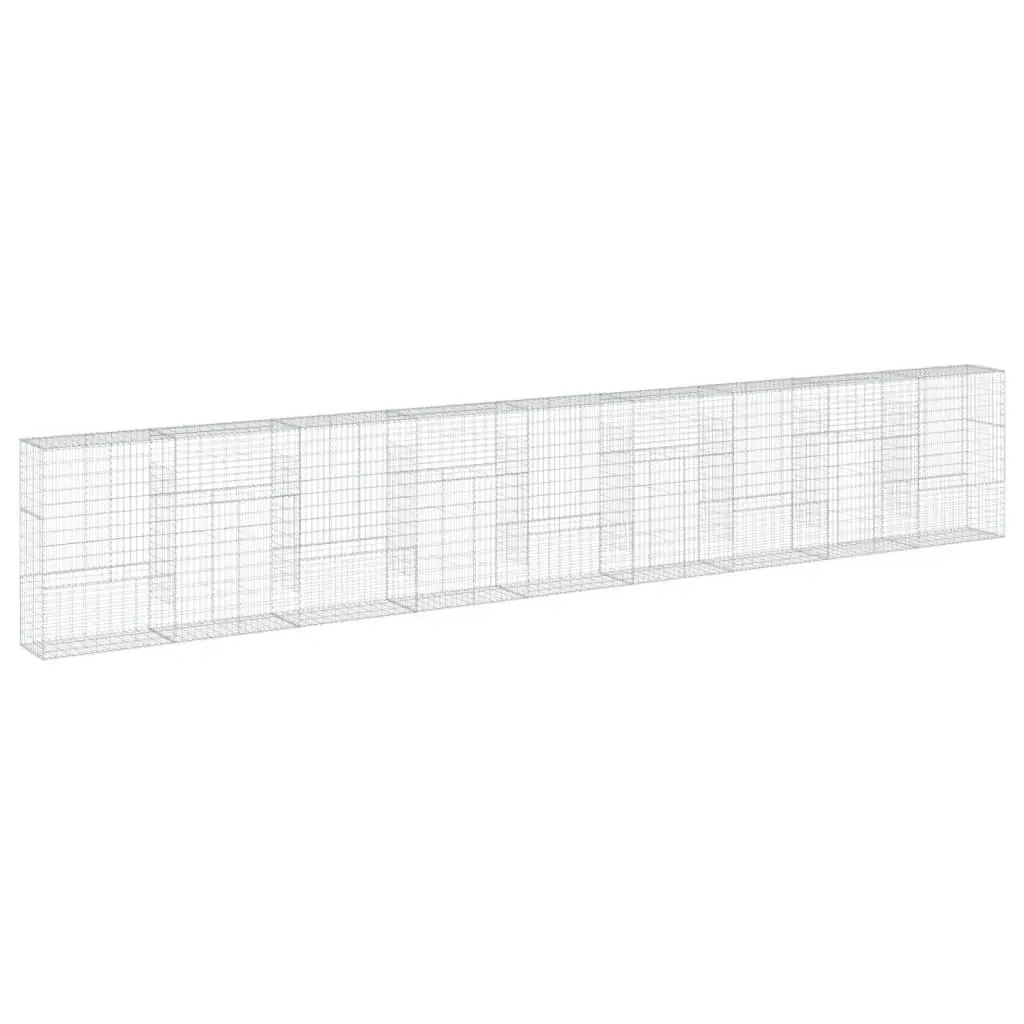 Gabion Basket 900x50x150cm Silver Galvanised Iron Wire Garden Structure with Cover