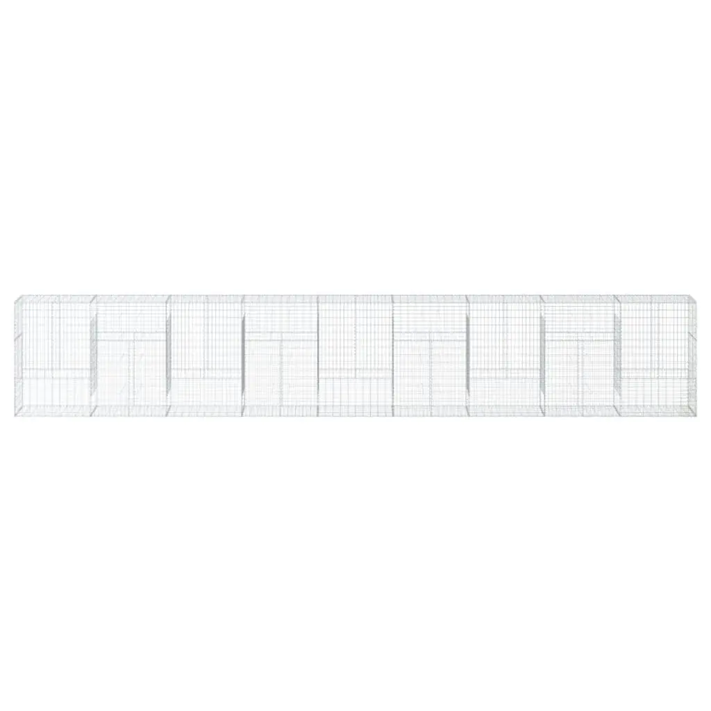 Gabion Basket 900x50x150cm Silver Galvanised Iron Wire Garden Structure with Cover