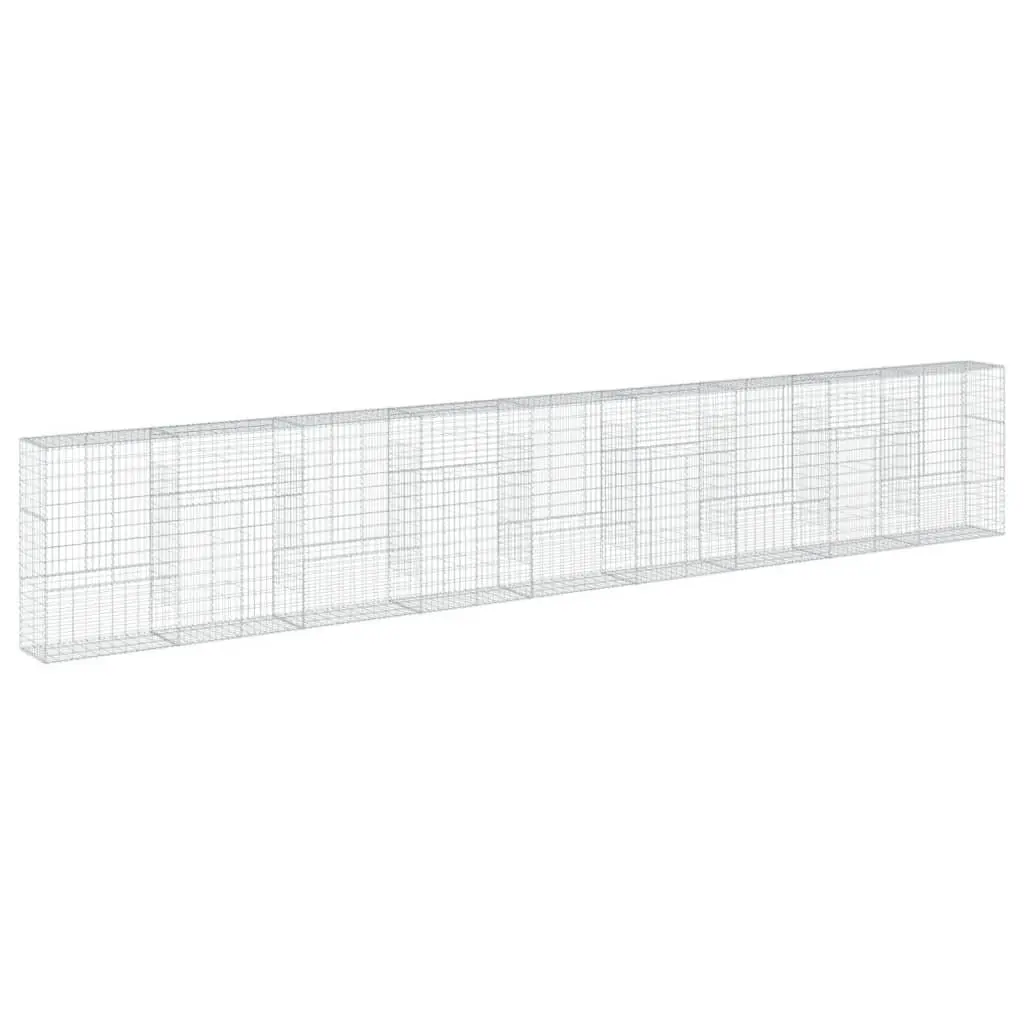 Gabion Basket 900x50x150cm Silver Galvanised Iron Wire Garden Structure with Cover