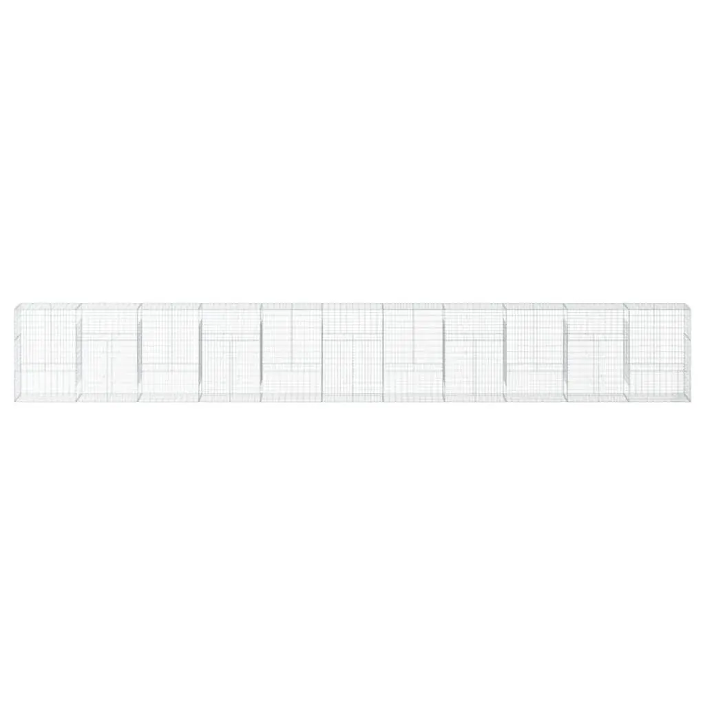 Gabion Basket Silver Galvanised Iron Wire 1100x50x150 cm with Cover