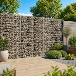 Practical Gabion Basket with Cover 100x50x200 cm Silver