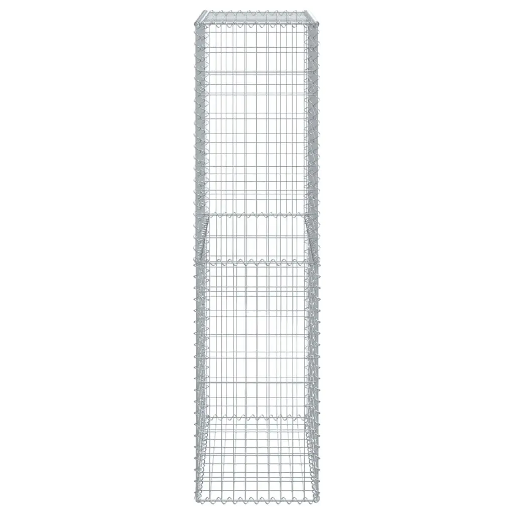 Gabion Basket Galvanised Iron Wire 100x50x200cm with Cover Silver for Garden Landscaping Retaining Wall