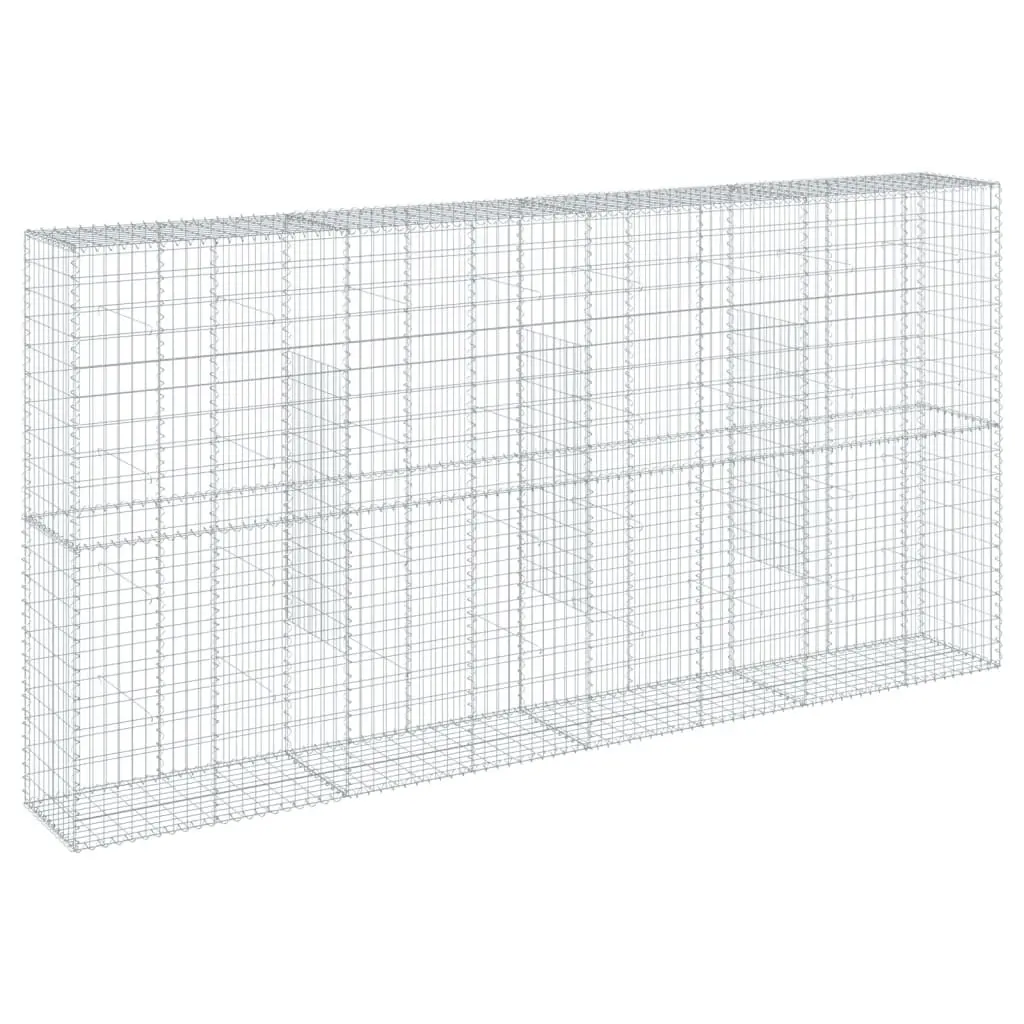 Gabion Basket 400x50x200cm Galvanised Iron Wire Silver with Cover for Garden Retaining Structure