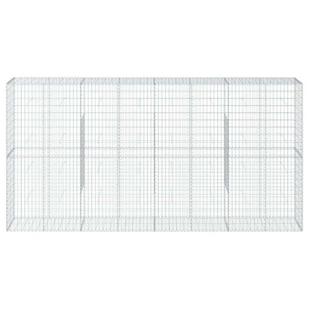 Gabion Basket 400x50x200cm Galvanised Iron Wire Silver with Cover for Garden Retaining Structure