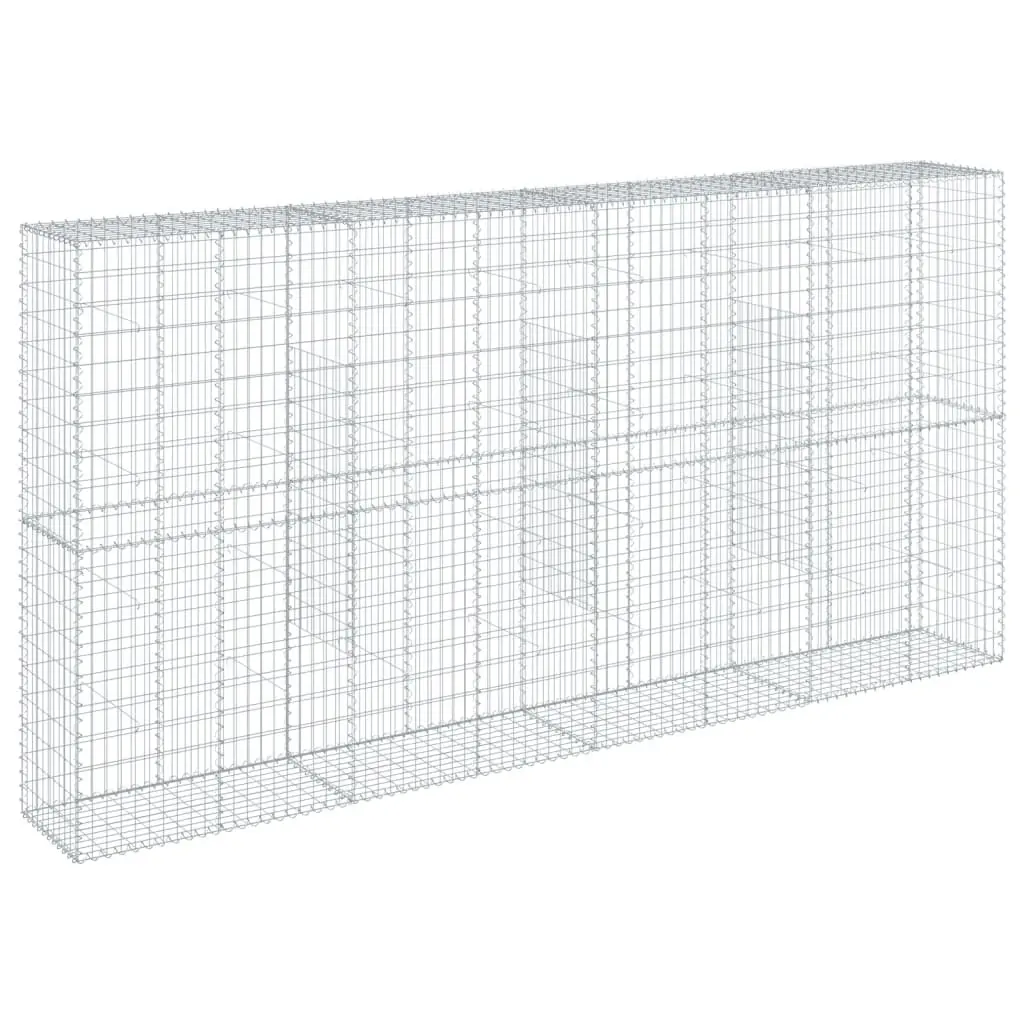 Gabion Basket 400x50x200cm Galvanised Iron Wire Silver with Cover for Garden Retaining Structure