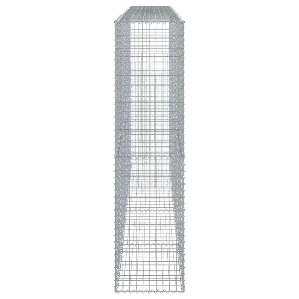 Gabion Basket 400x50x200cm Galvanised Iron Wire Silver with Cover for Garden Retaining Structure