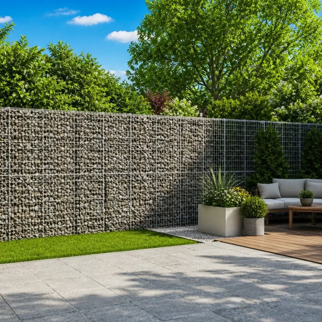 Gabion Basket Silver Galvanised Iron Wire 600x50x200cm with Cover for Garden Retaining and Outdoor Structures
