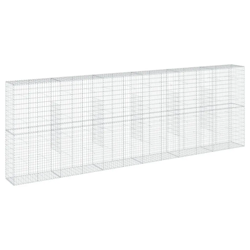 Gabion Basket Silver Galvanised Iron Wire 600x50x200cm with Cover for Garden Retaining and Outdoor Structures