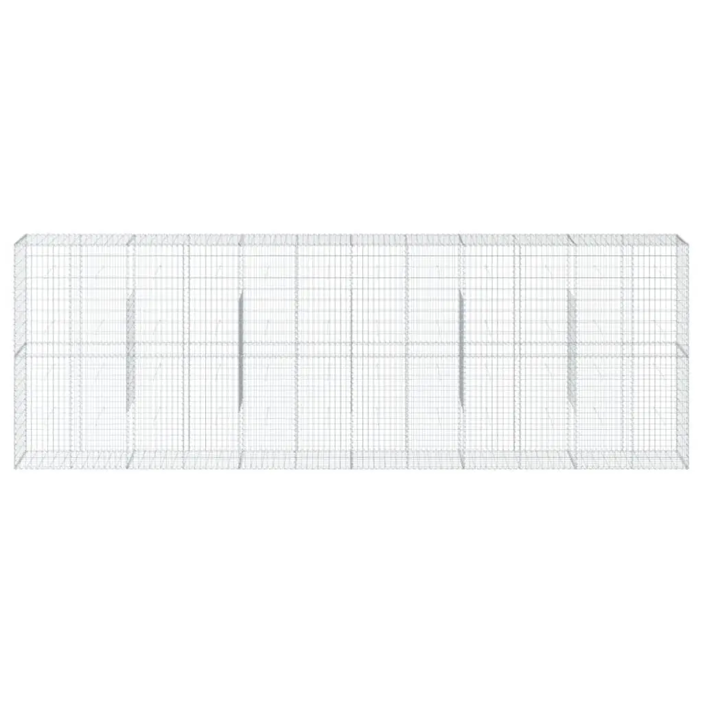 Gabion Basket Silver Galvanised Iron Wire 600x50x200cm with Cover for Garden Retaining and Outdoor Structures