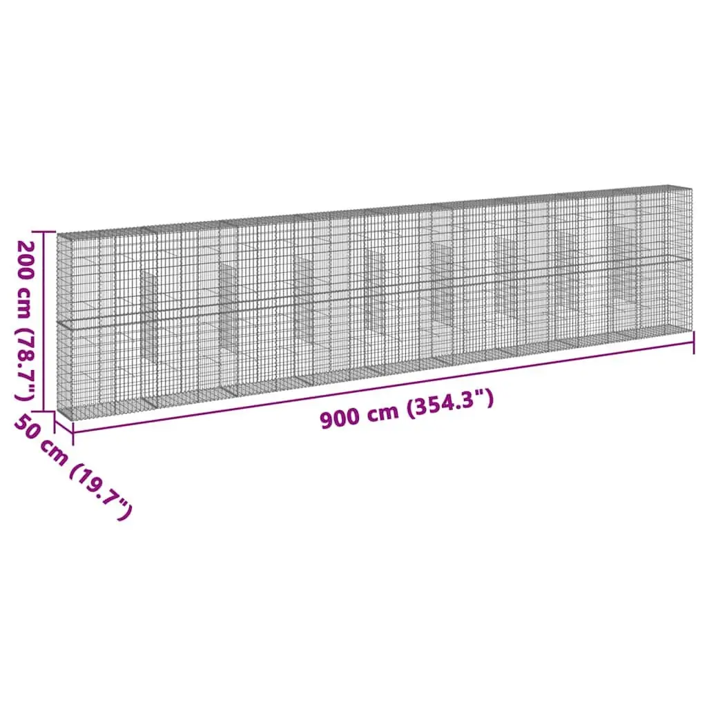 Gabion Basket Galvanised Iron Wire 900x50x200cm Silver Garden Retaining Wall