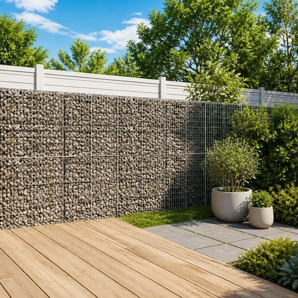 Gabion Basket 1000x50x200 cm Silver Galvanised Iron Wire with Cover for Garden Retaining Wall and Outdoor Decoration